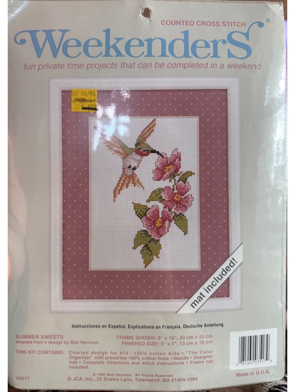 Vintage Weekenders Counted Cross Stitch Kit - Summer Sweets Hummingbird Design